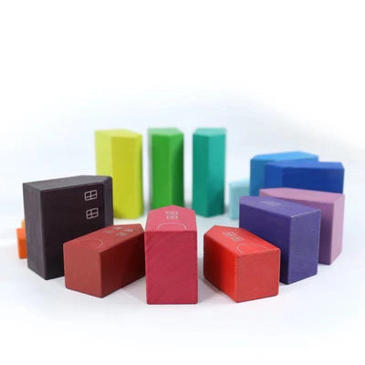 Fidtoy Little Houses Wooden Building Block Set 15 Pieces