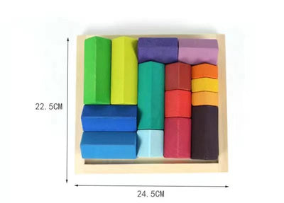 Fidtoy Little Houses Wooden Building Block Set 15 Pieces