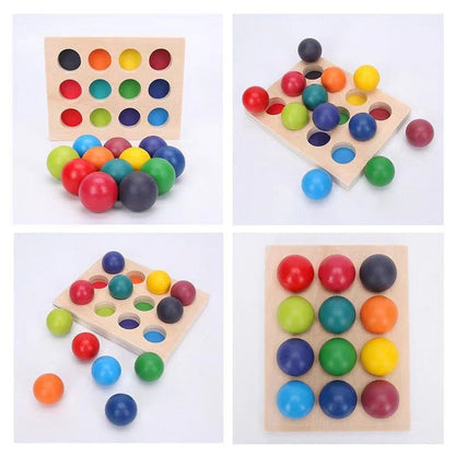 12 Piece Rainbow Wooden Balls Set - Best Montessori Toys