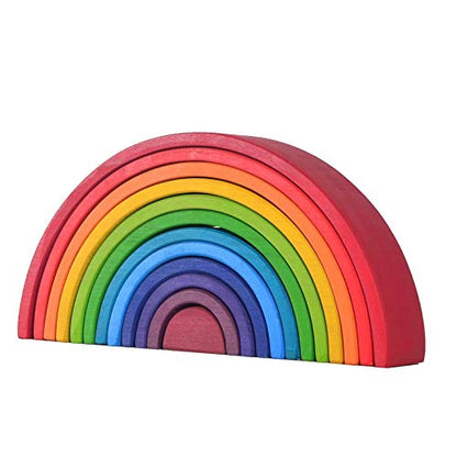 12 Piece Large Rainbow Wooden Stacking Toy- Open ended wooden toys