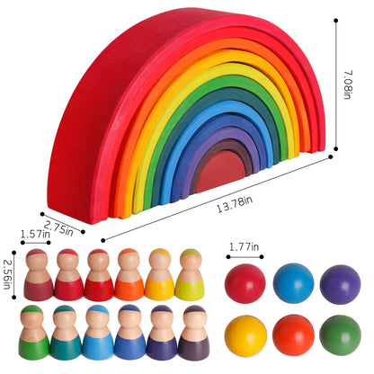 Wooden Rainbow Toys Set - Open endend play collection
