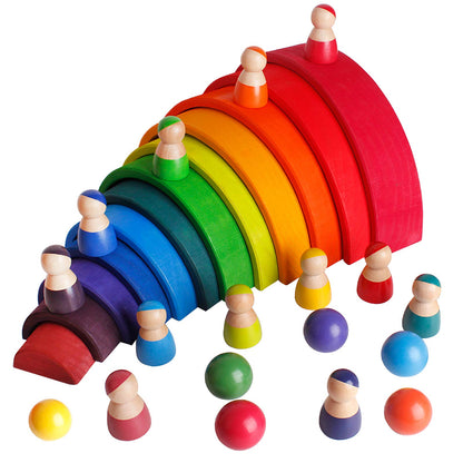 Wooden Rainbow Toys Set - Open endend play collection