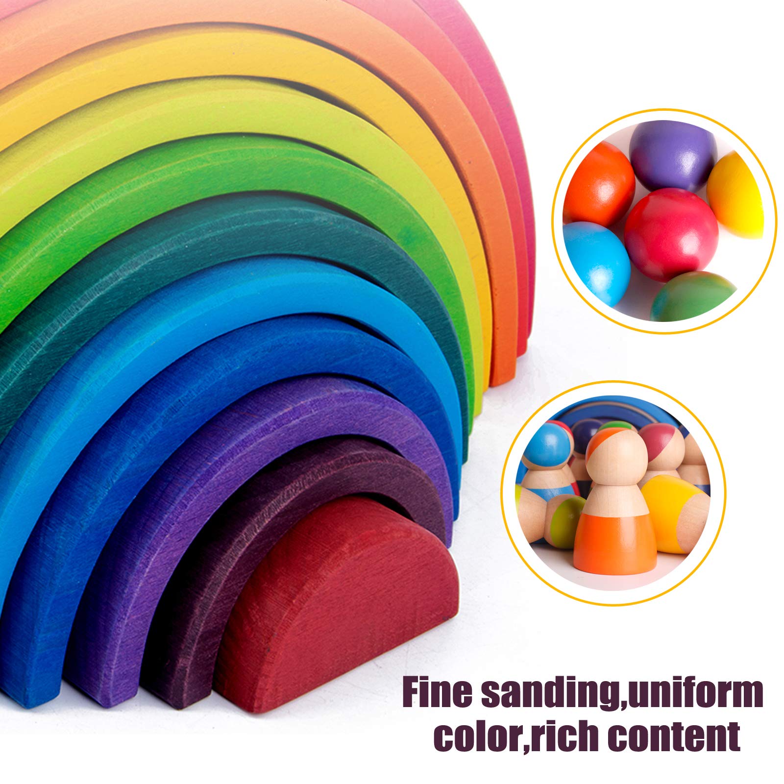 Wooden Rainbow Toys Set - Open endend play collection