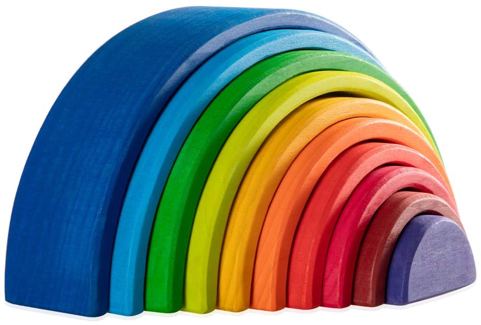 10 Piece Rainbow Wooden Stacking Toy Sunset- Open ended wooden toys
