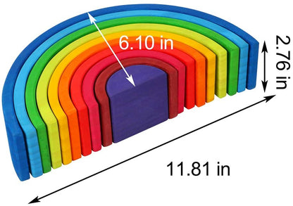 10 Piece Rainbow Wooden Stacking Toy Sunset- Open ended wooden toys