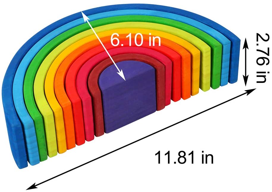 10 Piece Rainbow Wooden Stacking Toy Sunset- Open ended wooden toys