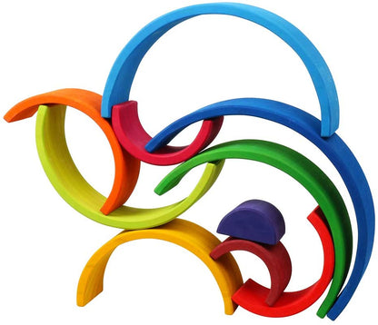 10 Piece Rainbow Wooden Stacking Toy Sunset- Open ended wooden toys