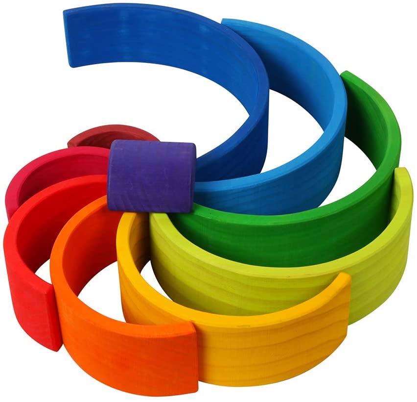 10 Piece Rainbow Wooden Stacking Toy Sunset- Open ended wooden toys