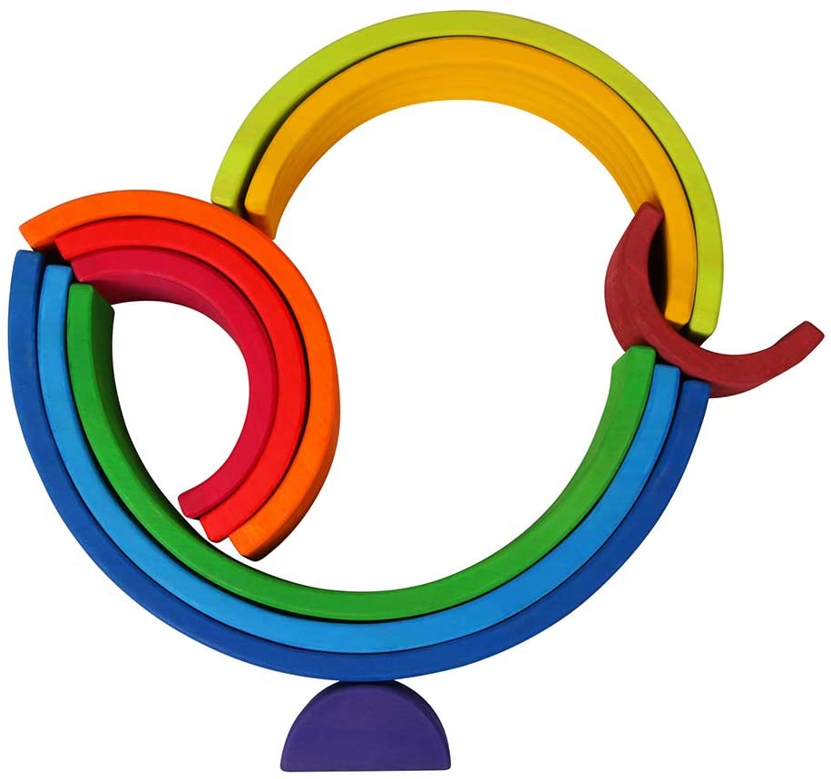 10 Piece Rainbow Wooden Stacking Toy Sunset- Open ended wooden toys