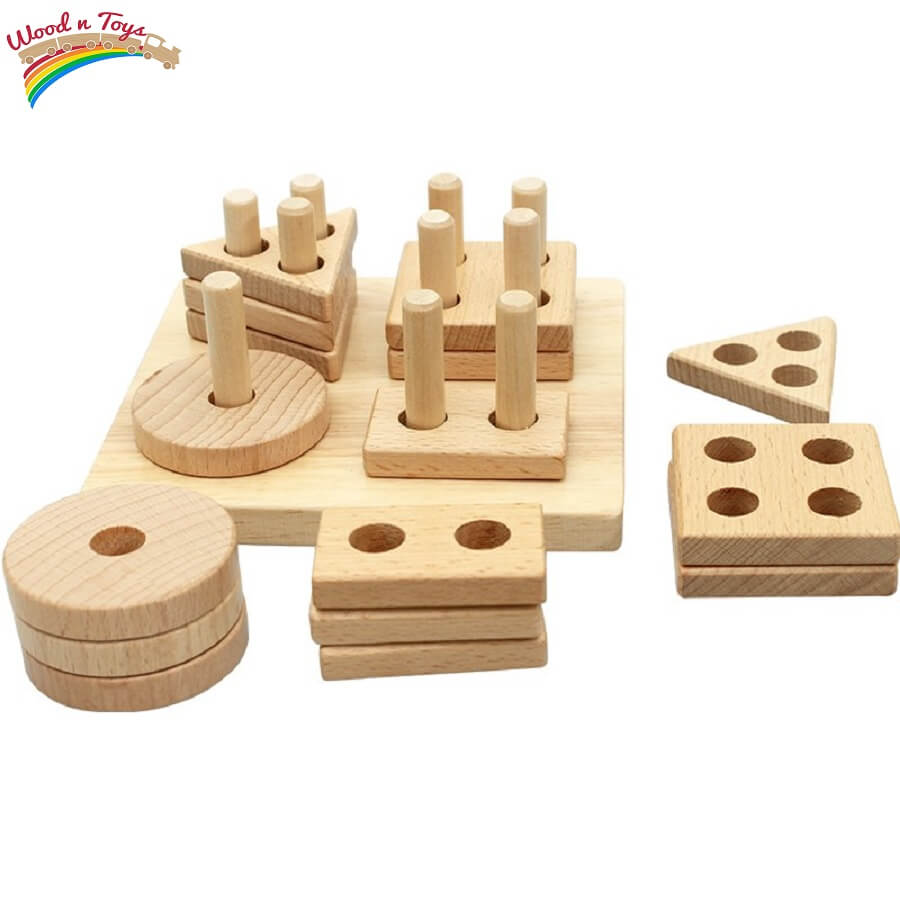 Natural stacking & shapes sorter - Educational toy