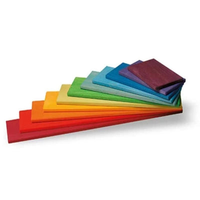 Fidtoy Juguete de construcción de madera de arcoíris rectangular abierto 3+