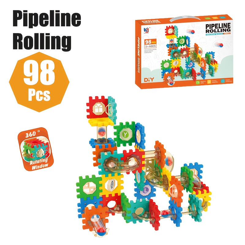 Pipeline Rolling Ball Building Blocks – 98 Pcs DIY Creative Set - Bacha Toys