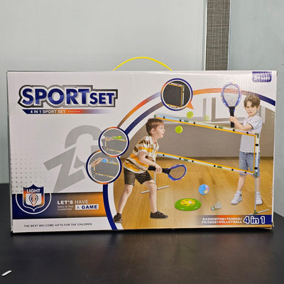 Ensemble de sport 4 en 1 – Kit de jeu de badminton, tennis, frisbee et volleyball | Bacha Toys