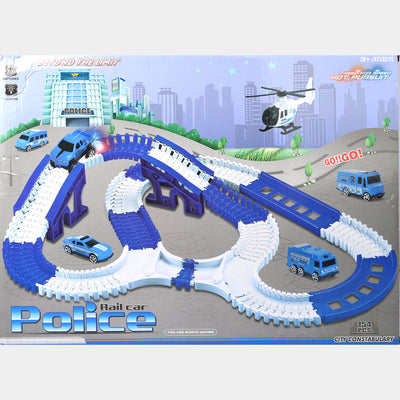 Police Rail Car Track Set – 6 Cars with Lights & Battery Power | Bacha Toys