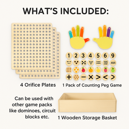 Wooden Sensory Wall Panel | Montessori Counting Pegboard Complete Wall System