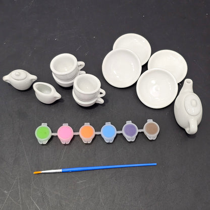 Painted Tea Set – Design Your Own Style | 18-Piece Creative Play Set | Bacha Toys