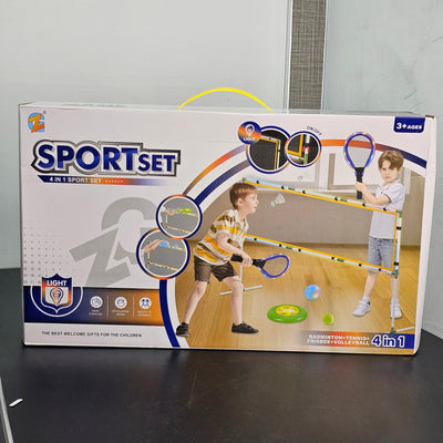 Ensemble de sport 4 en 1 – Kit de jeu de badminton, tennis, frisbee et volleyball | Bacha Toys