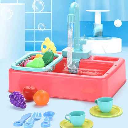Electric Dishwasher Kitchen Sink Toy Set with Running Water | Bacha Toys