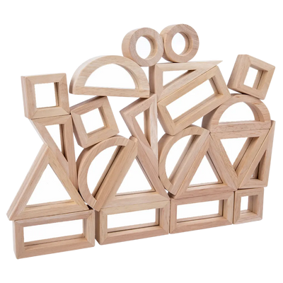 Blocs sensoriels Montessori en bois avec miroir – Lot de 10 pièces