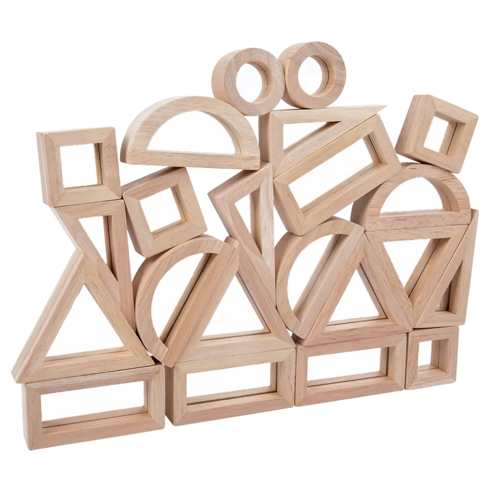 Blocs sensoriels Montessori en bois avec miroir – Lot de 10 pièces