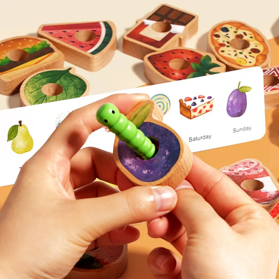 Greedy Caterpillar Wooden Lacing Toy | Montessori Fine Motor Skill Learning Game for Toddlers