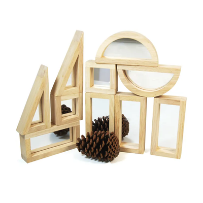 Blocs sensoriels Montessori en bois avec miroir – Lot de 10 pièces