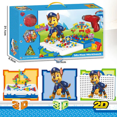 3-in-1 Real Power Tool Workbench Playset – 255 Pcs Puzzle Panel | Bacha Toys
