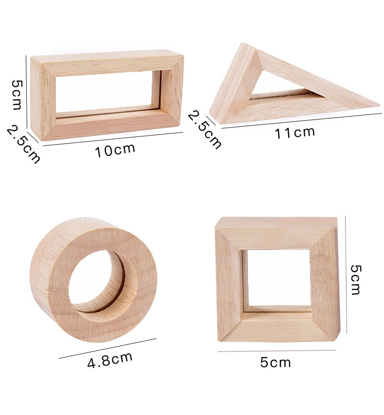 Blocs sensoriels Montessori en bois avec miroir – Lot de 10 pièces