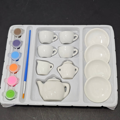 Painted Tea Set – Design Your Own Style | 18-Piece Creative Play Set | Bacha Toys