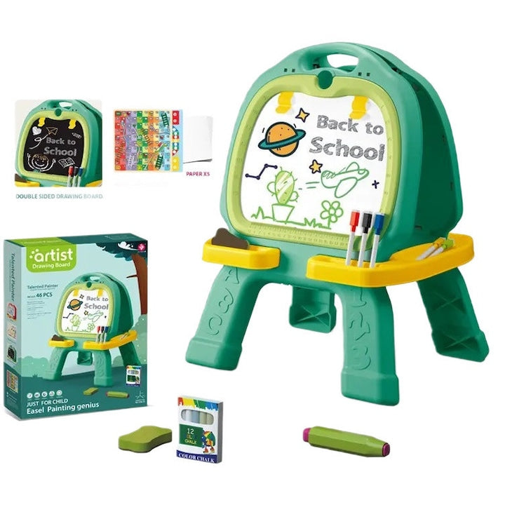 46 Pcs Artist Drawing Board for Kids – Double-Sided Easel with Spirograph & Painting Accessories | Bacha Toys