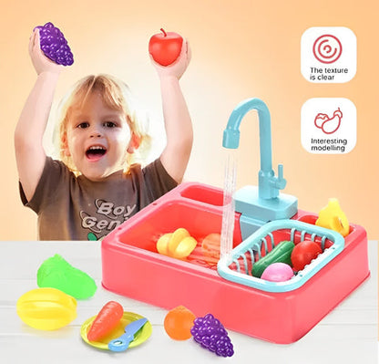 Electric Dishwasher Kitchen Sink Toy Set with Running Water | Bacha Toys