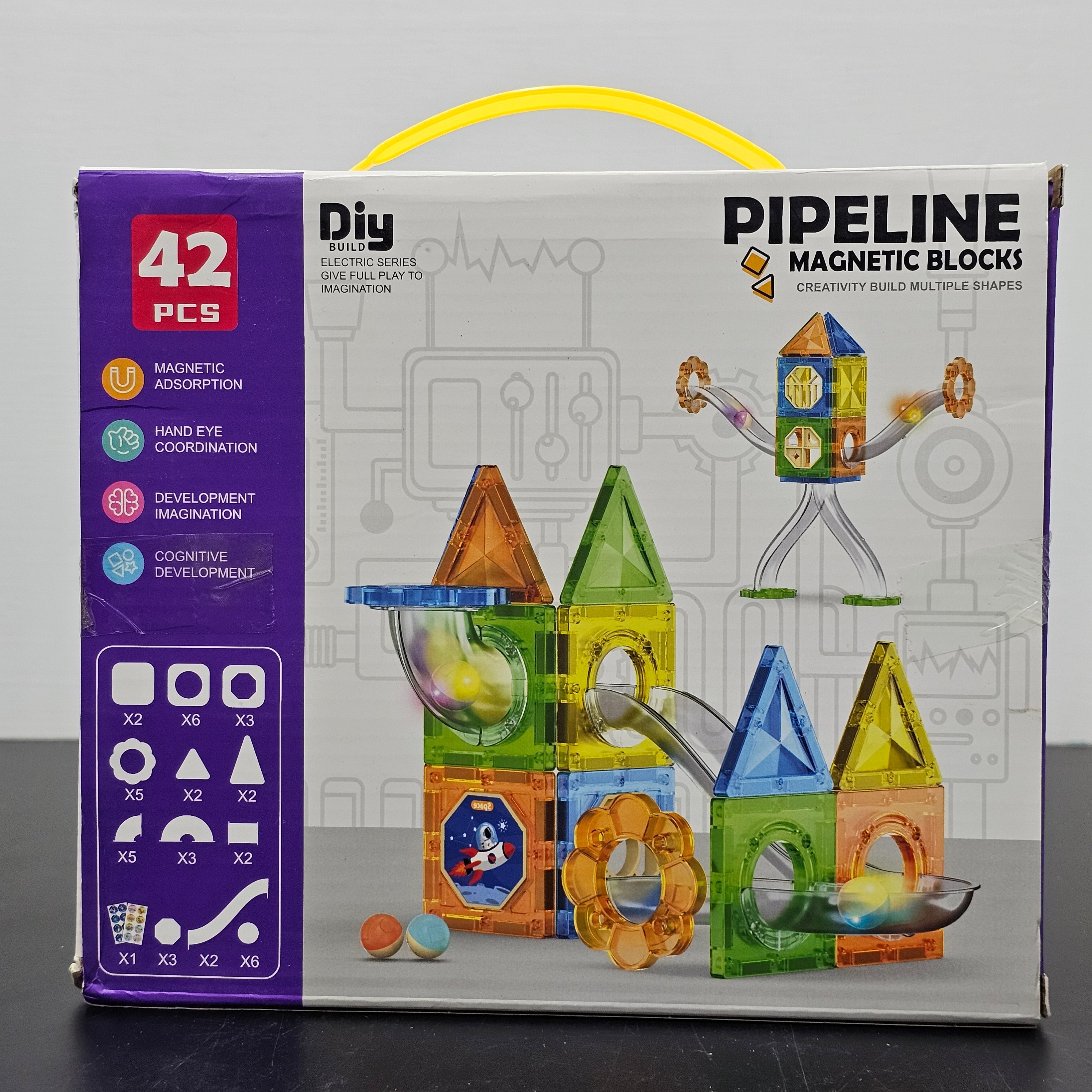 Pipe Line Magnetic Block Building Set – 42 Pcs Creative STEM Toy | Bacha Toys