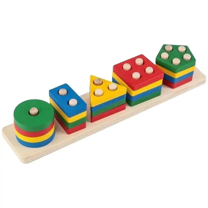 5 Pcs Shape Tray Wooden Box – Educational Sorting Toy for Kids | Bacha Toys