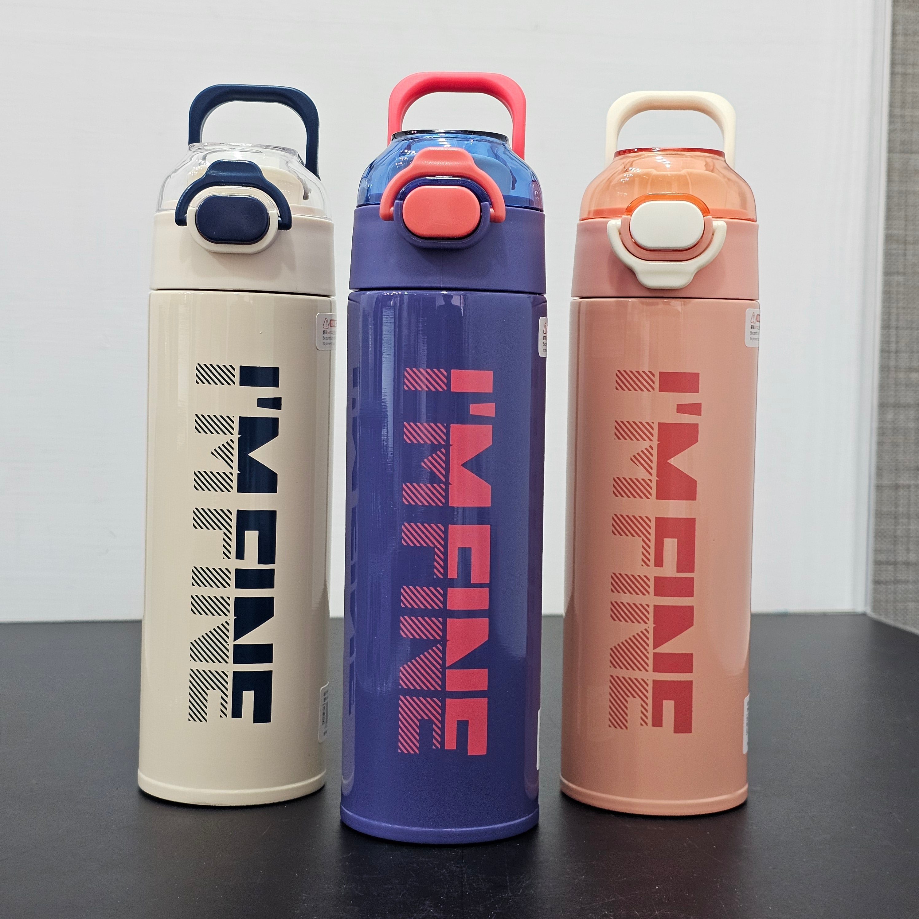 DIYI "I Am Fine" Stainless Steel Water Bottle – 500ml | Stylish & Durable | Bacha Toys