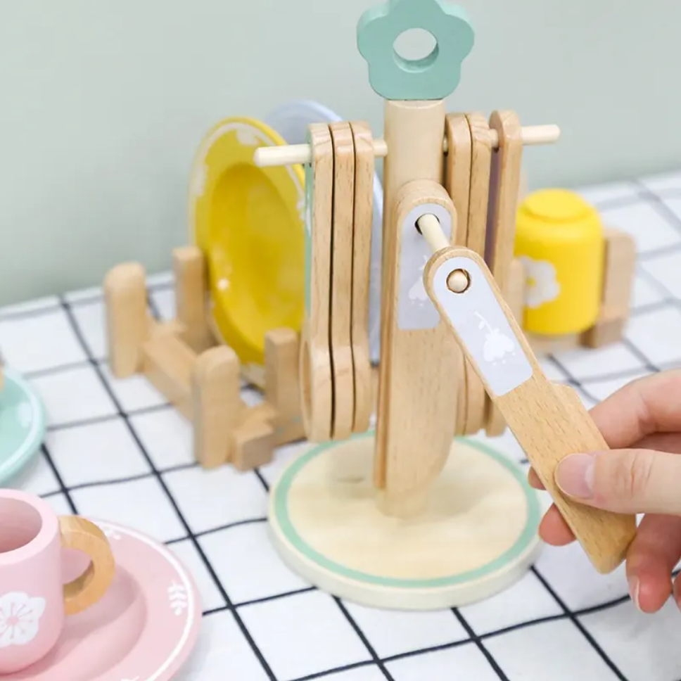 Wooden Toy - Tableware Set Plates Dishes Color Matching Spoons