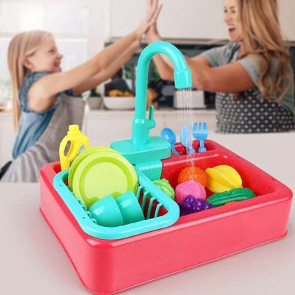Electric Dishwasher Kitchen Sink Toy Set with Running Water | Bacha Toys