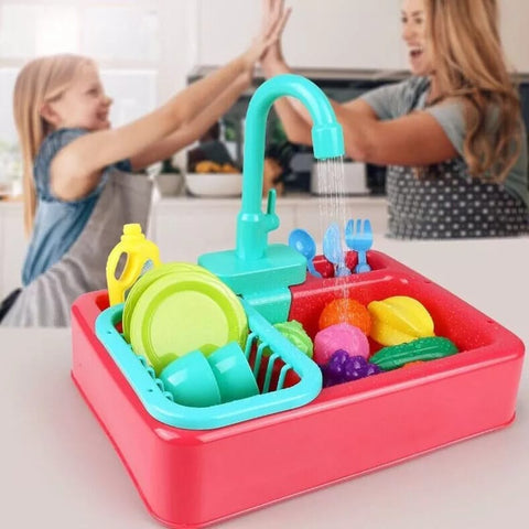 Electric Dishwasher Kitchen Sink Toy Set with Running Water | Bacha Toys