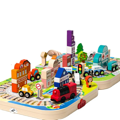 Blocs de bois Montessori Voie Ferrée