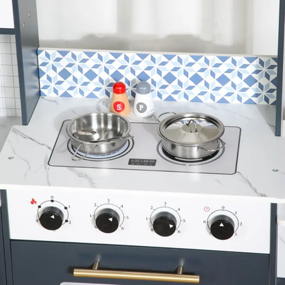 Wooden Pretend Play Kitchen Set with Coffee Maker, Oven & Washing Machine – 120 cm Large Montessori Playset for Kids