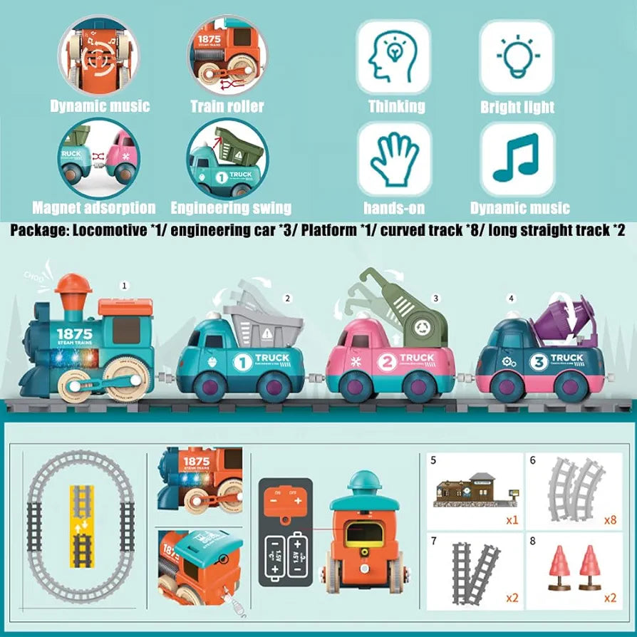 Rail Train Toy Set – Musical Educational Train with Lights | Bacha Toys