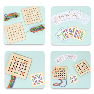 Jeu de correspondance de formes Montessori avec cordes – Activité de motricité fine et de discrimination visuelle pour les enfants d'âge préscolaire