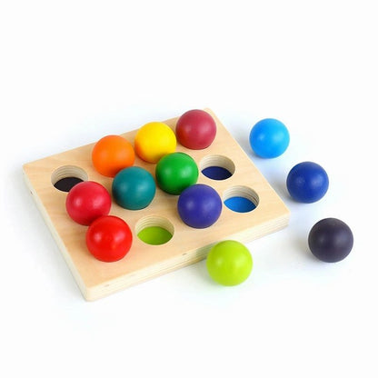 Rainbow Balls Set of 12 with colour sorting tray