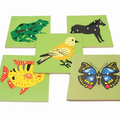 Montessori Animal or Plant Puzzles with Inset Tray Cabinet