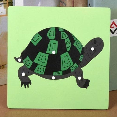 Montessori  Animal Puzzles Turtle Bird Frog Horse Fish Rooster Ladybug Butterfly Wooden Educational Preschool Kindergarten Toy