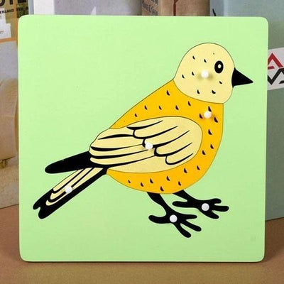 Montessori  Animal Puzzles Turtle Bird Frog Horse Fish Rooster Ladybug Butterfly Wooden Educational Preschool Kindergarten Toy