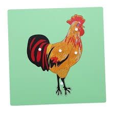 Montessori  Animal Puzzles Turtle Bird Frog Horse Fish Rooster Ladybug Butterfly Wooden Educational Preschool Kindergarten Toy