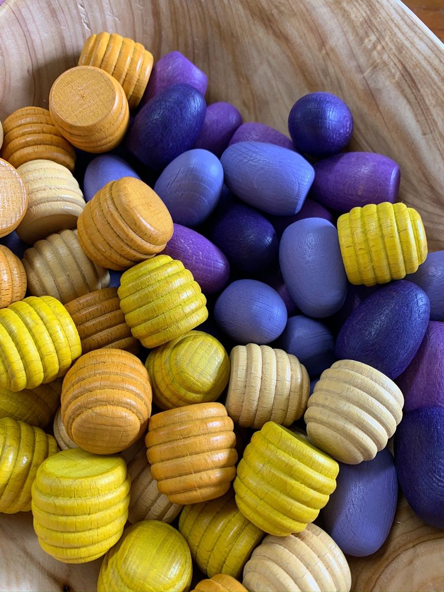 Wooden Rainbow Colour Mandala Loose Parts Set Assorted Styles