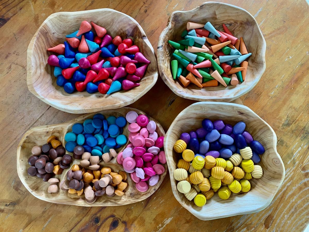 Wooden Rainbow Colour Mandala Loose Parts Set Assorted Styles