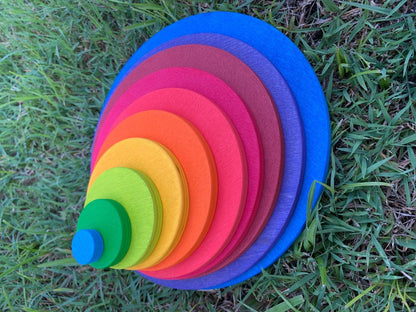 Wooden Rainbow Concentric Circle Plate Buidling Set