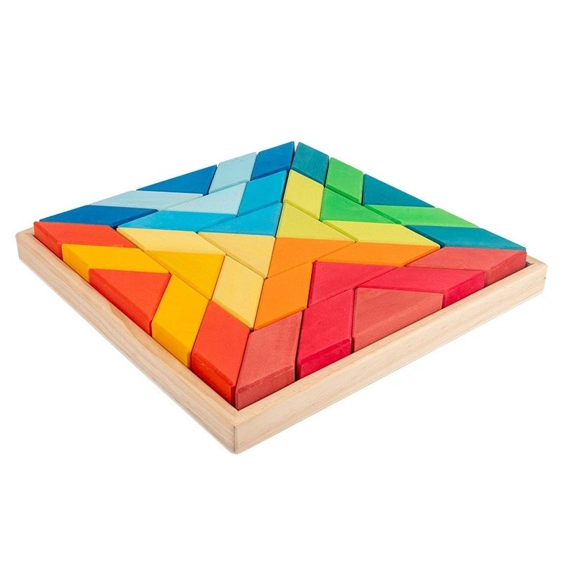 Large Wooden Rainbow Square Indian Building Block